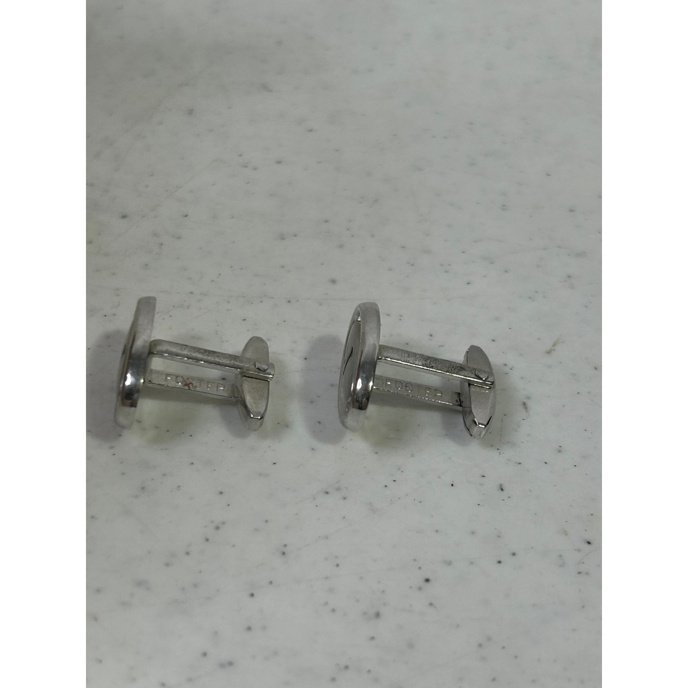 Foster Silver Tone Initial J Oval Cufflinks Vintage Mens Monogram Toggle Back - Picture 2 of 3